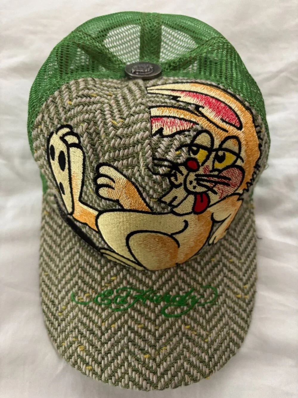 Ed Hardy Trucker Hat w/Fun Rabbit Design - Never Worn, Excellent Condition